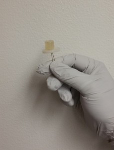 A small light emitting diode fabricated from carbon dots.